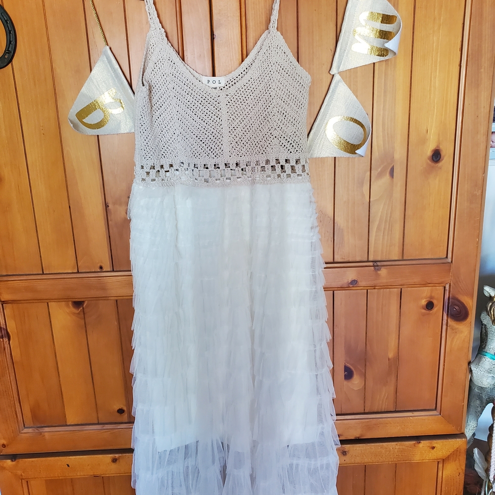 POL Cream Crochet Top Dress New - Picture 2 of 10